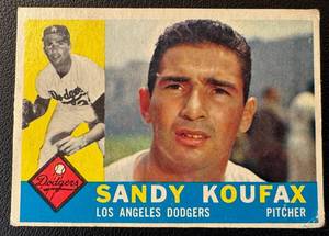 lot 7 image: Sandy Koufax 1960 Topps #343 Vintage Baseball Card