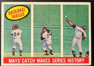 lot 12C image: Willie Mays 1959 Topps #464 Baseball Thrills Vintage Baseball Card