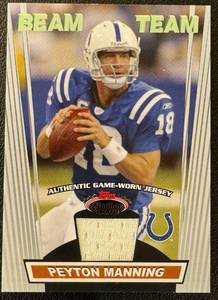 lot 13B image: Peyton Manning Game-Worn Relic Beam Team 2008 Topps Stadium Club #BTR-PM Football Card