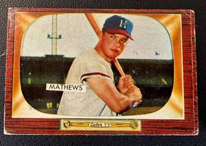 lot 21C image: Eddie Mathews 1955 Bowman #103 Vintage Baseball Card