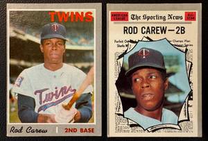 lot 25 image: Rod Carew 2 Card 1970 Topps Lot #290 and #453 Vintage Minnesota Twins Baseball Cards
