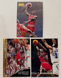 lot 33C image: Michael Jordan 3 Card Lot - 1996 Skybox Premium #16 1993-94 Upper Deck Locker Talk #LT1, 1993-94 Stadium Club #169 Basketball Cards