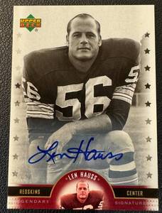 lot 50B image: Len Hauss Auto Legendary Signatures 2005 NFL Legends Football #LS-LH Football Card