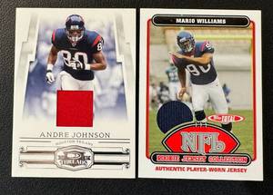 lot 55 image: Houston Titans 2 Card Star Relic - Andre Johnson 2007 Threads 250 and Mario Williams Rookie Jersey Collection Football Cards