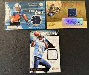 lot 62B image: Tennessee Titans 3 Card Telic  Auto Lot - Chris Brown RPA 250, Chris Brown Relic, Kendall Wright Relic Football Cards