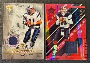 lot 66B image: Drew Bledsoe 2 Relic Lot - 2004 Donruss Rookies and Stars 150, 2001 Private Stock Titanium Dual Relic w Rich Gannon Football Cards