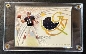 lot 74B image: Drew Bledsoe Relic 250 2003 Upper Deck Ultimate Collection Game Jersey, numbered 231250, #UJ-DB Football Card