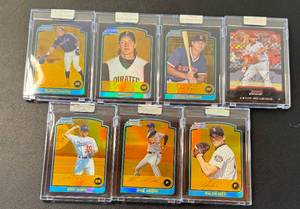 lot 92B image: 7 Card Lot of 2023 Bowman Chrome 1st Year Rookies and Uncirculated 2004 Bowman Chrome Kevin Millwood 172 X-Fractor