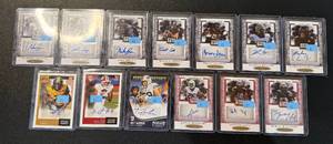 lot 91B image: Lot of 13 Auto RC Football Cards - 2021 Premier Draft, Chronicles Score and Threads