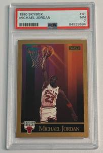 lot 7A image: Michael Jordan PSA 7 NM 1990 Skybox #41 Basketball Card