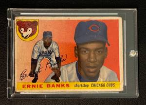 lot 11A image: Ernie Banks 1955 Topps #28 Vintage Baseball Card