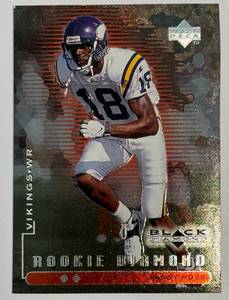 lot 26A image: Randy Moss RC Diamond SP, numbered 8692500, 1998 Upper DeckRookie Black Diamond #97 Minnesota Vikings Football Card