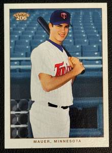 lot 29A image: Joe Mauer RC 2002 Topps 206 #271 Rookie Minnesota Twins Baseball Card