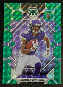 lot 48A image: Jordan Addison RC Green Parallel 2023 Mosaic #337 Rookie Minnesota Vikings Football Card