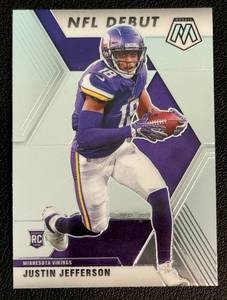 lot 49A image: Justin Jefferson RC 2020 Mosaic #270 NFL Debut Rookie Minnesota Vikings Football Card