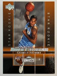 lot 61A image: Carmelo Anthony RC 2003-03 Upper Deck Rookie Exclusives #3 Basketball Card