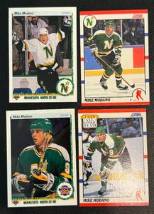 lot 65A image: Mike Modano 4 RC Lot Rookie Minnesota North Stars Hockey Cards