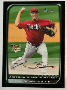 lot 69A image: Max Scherzer RC 2008 Bowman #BDP33 Rookie Baseball Card