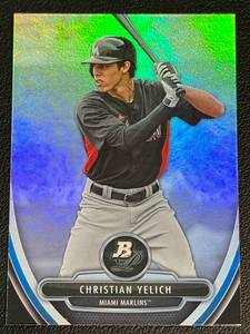 lot 74A image: Christian Yelich RC 2013 Bowman Chrome Platinum #BPP12 Rookie Baseball Card