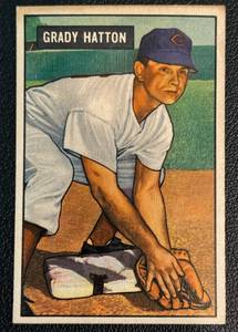 lot 90A image: 1951 Bowman Grady Hatton #47 Vintage Baseball Card