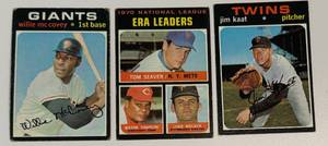lot 91A image: 1971 Topps 3 Card Star Lot #68 ERA Leaders Seaver #50 Willie McCover, #245 Jim Kaat Vintage Baseball Cards