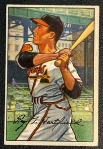 lot 93A image: 1952 Bowamn Roy Hartsfield #28 Vintage Baseball Card