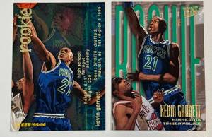 lot 99A image: Kevin Garnett 2 RC Lot 1995-96 Fleer Ultra #274 and Fleer #293 Rookie Minnesota Timberwolves Basketball Cards