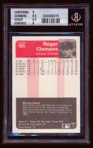 lot 5C image: Roger Clemens RC Beckett Graded 8.5 NM-MT 1985 Fleer #155 Vintage Rookie Baseball Card