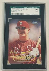 lot 28E image: JD Drew RC SGC Graded 96 Mint 1998 Fleer Tradition #U100 Rookie Baseball Card