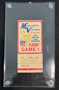 lot 23D image: Minnesota Vikings Playoff Game 1 Ticket Stub from Metrodome - Unknown Year
