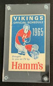 lot 62D image: Minnesota Vikings 1965 Official Pocket Schedule Sponsored by Hamms Beet