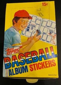 lot 57 image: 1981 Topps Baseball Album Sticker Box - Vintage Baseball Cards