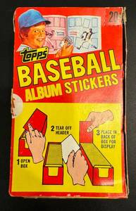 lot 56 image: 1982 Topps Baseball Album Sticker Box - Vintage Baseball Cards