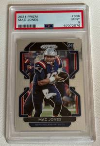 lot 32F image: Mac Jones RC PSA Graded 9 Mitn 2021 Prizm #336 Rookie Football Card