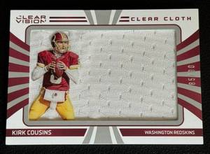 lot 38F image: Kirk Cousins Jumbo Relic 902016 Clear VisionClear Cloth #3, numbered 8590, Minnesota Vikings Football Card