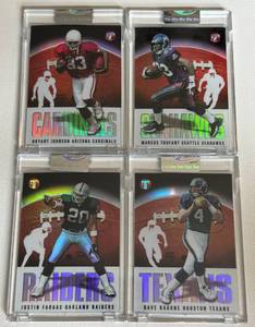 lot 39F image: 4 Numbered Refractors 1449 2003 Topps Pristine Uncirculated Encased Football Cards