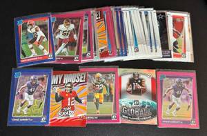 lot 57F image: Large Lot of 2021 NFL Football Cards - Optic, Retros, Rookies, Inserts and More