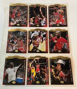 lot 11F image: Michael Jordan A Cut Above 9 Card Set 1996 Upper Deck Die Cut Basketball Cards