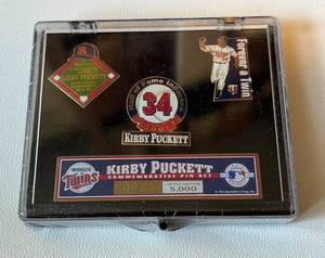lot 13F image: Kirby Puckett Commemorative Hall of Fame Limited Edition Pin Set - Numbered 5,000 Minnesota Twins Baseball