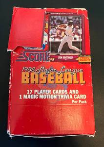 lot 39B image: 1988 Score Baseball 36 Pack Card Box