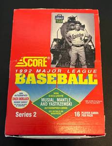 lot 43B image: 1992 Score Baseball Box Full of Cards