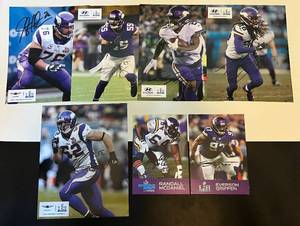 lot 32B image: Minnesota Vikings Signed Photos (7) - Randall McDaniel, Everson Griffin, Anthony Barr, Jerrick McKinnon, Chad Greenway, Trey Waynes. John Hutchinson