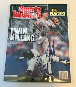 lot 34B image: Greg Gagne and Darrell Evan Signed Sports Illustrated October 19, 1987 Minnesota Twins Baseball