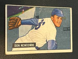 lot 28B image: 1951 Bowman Don Newcombe #6 Vintage Baseball Card
