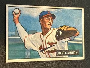 lot 27B image: 1951 Bowman Marty Marion #34 Vintage Baseball Card