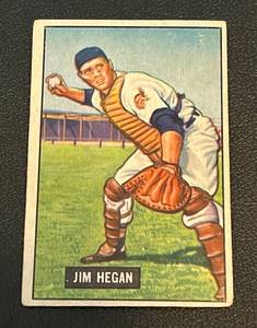 lot 93B image: 1951 Bowman Jim Hegan #79 Vintage Baseball Card