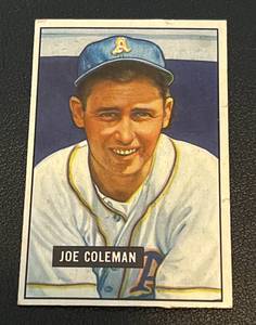 lot 94B image: 1951 Bowman Joe Coleman #120 Vintage Baseball Card