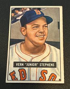 lot 95B image: 1951 Bowman Vern Junior Stephens #92 Vintage Baseball Card