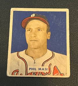lot 103B image: 1949 Bowman Phil Masi #153 Vintage Baseball Card