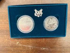 lot 26 image: 1992 US Mint Columbus Quincentenary Silver Dollar & Half Dollar